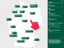 Link zur interaktiven Karte "Hochradioaktive Abfälle in Deutschland - Zwischenlagerung und Entstehung"