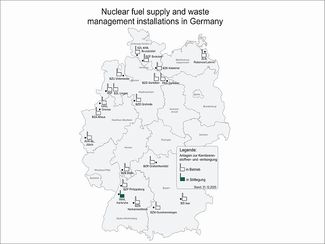 Nuclear fuel supply and waste management plants in Germany 